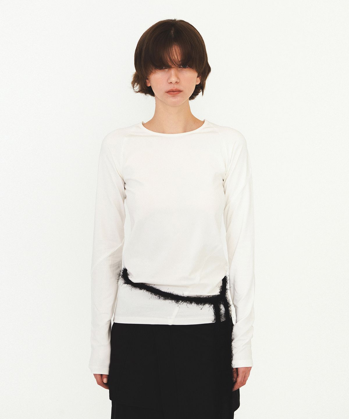 다이애그널(DIAGONAL) LACE RAGLAN TEE (white)