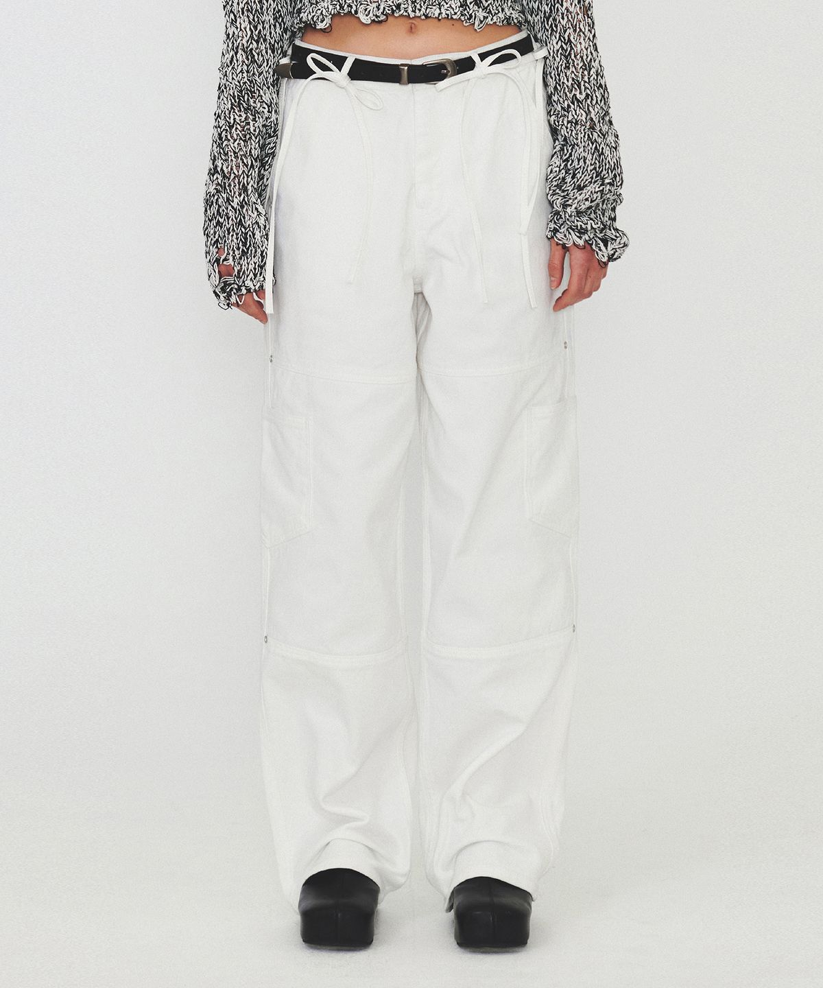 다이애그널(DIAGONAL) RIBBON STRAP POCKET DENIM (white)