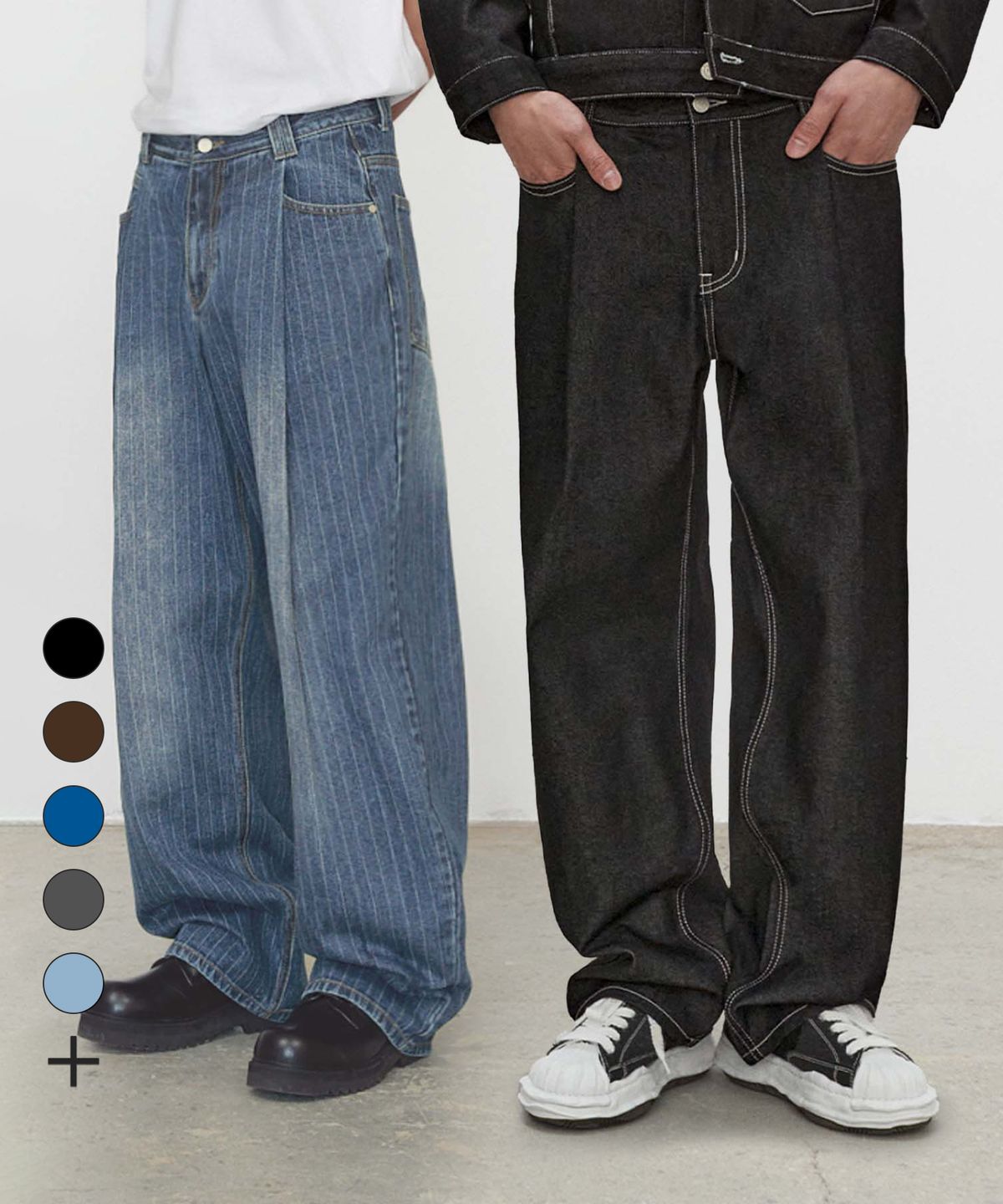데케트(DECET) [2PACK]Deep Pleats Wide Jeans DCPT030