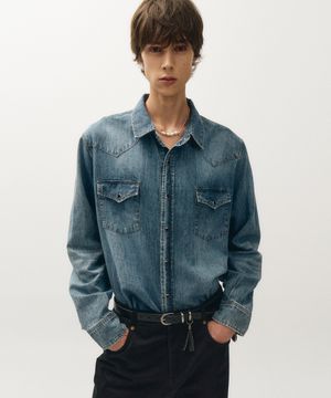 클래식 웨스턴 데님 셔츠 (블루)