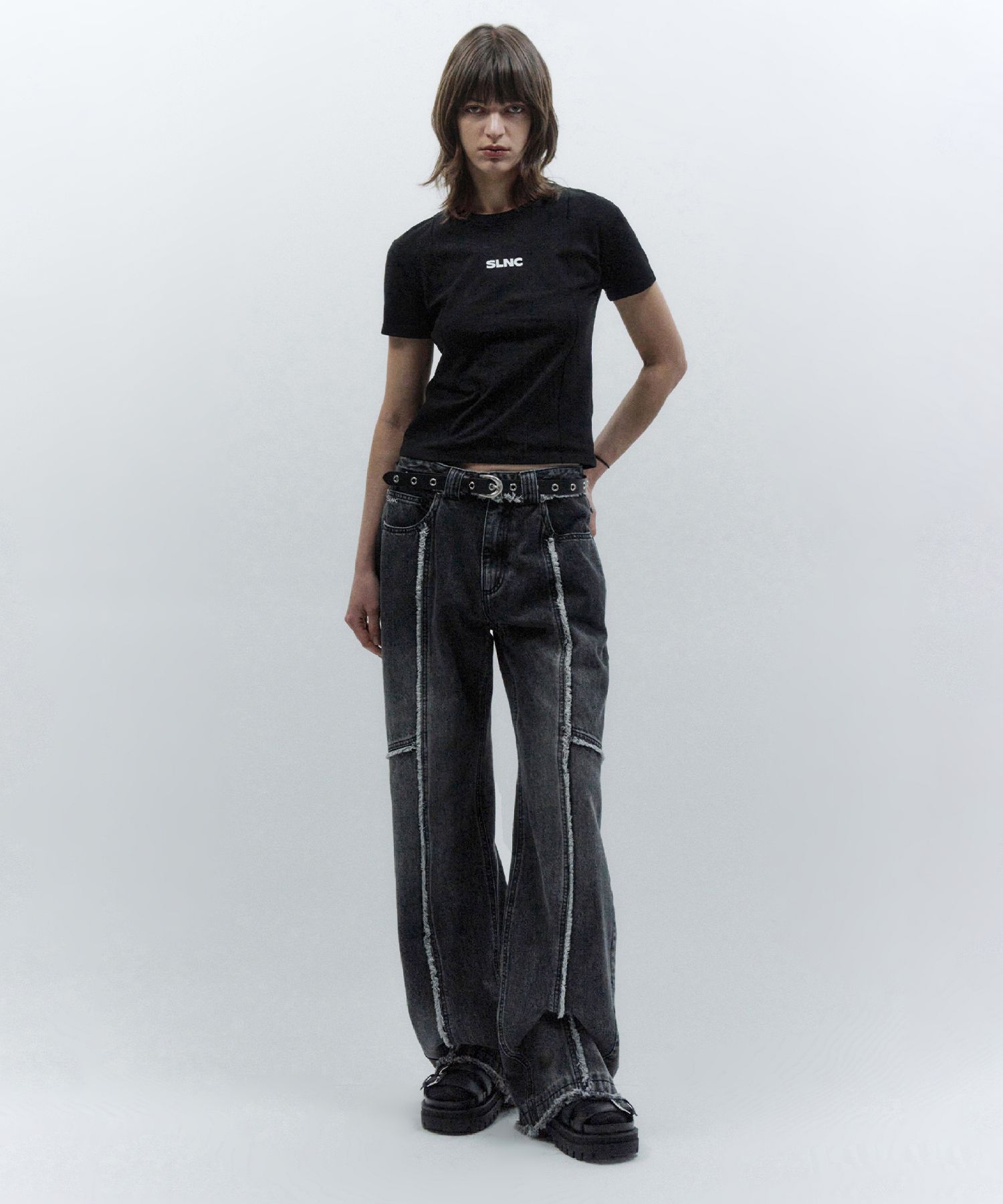 パンツ Tassel divide denim BLACK  INSILENCE パンツ Tassel divide denim BLACK INSILENCE MUSINSA