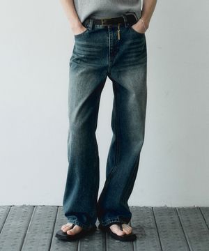 클래식 스트레이트 데님 팬츠 (미들블루)