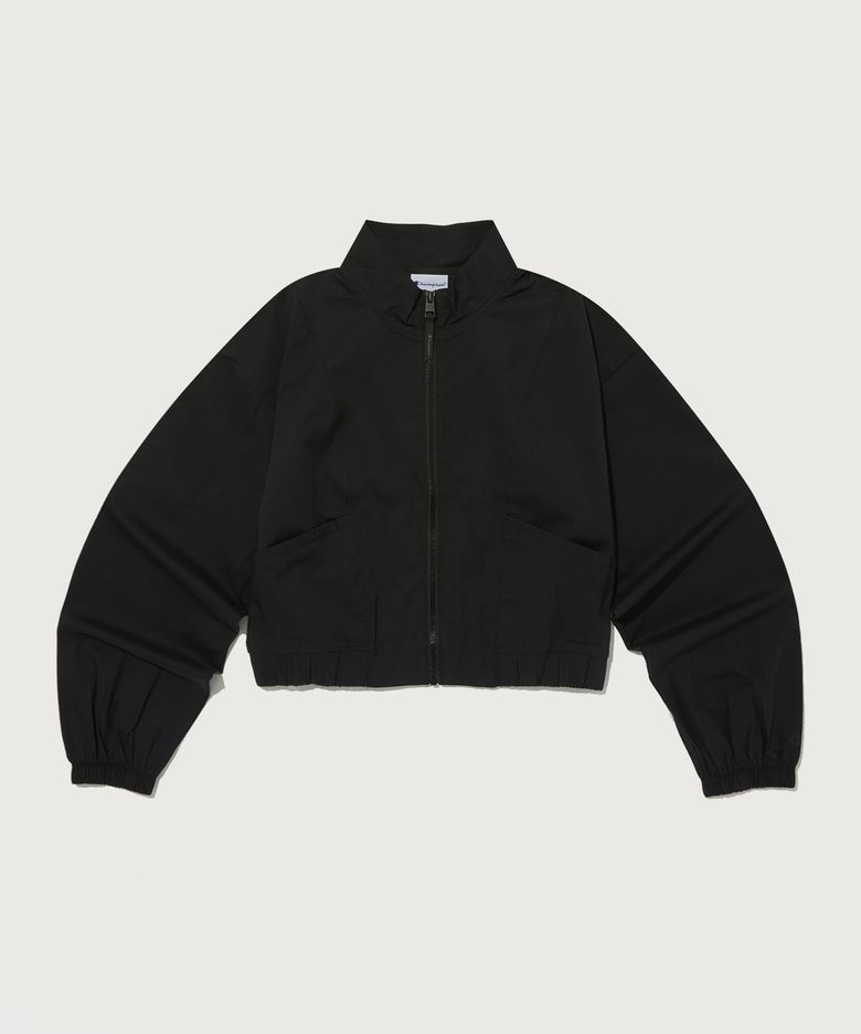 여성 크롭 풀집업 우븐 재킷 Black