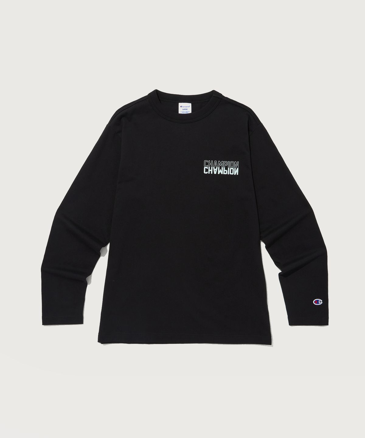 챔피온(CHAMPION) 백 박스 그래픽 긴팔 티셔츠 Black