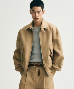 헤비 치노 오버핏 집업 블루종 (베이지)