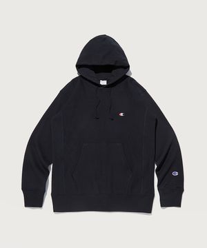 리버스위브 프렌치테리 C로고 후드 티셔츠 Black