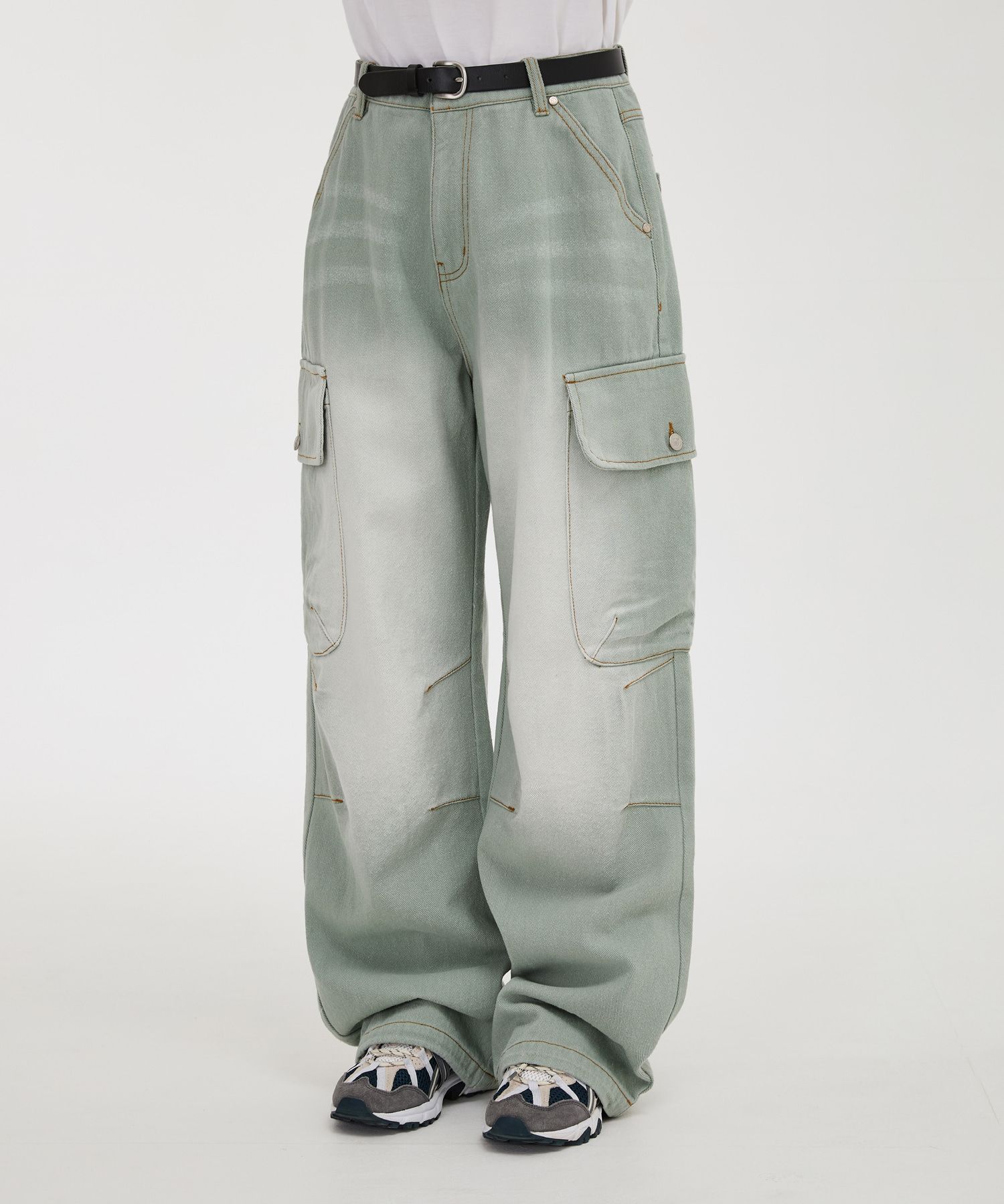 デニム・ジーパン Wai Kei Parachute cargo washed denim pants BMR488 MUSINSA | WAI KEI Parachute Cargo Washed Denim Pants Mint