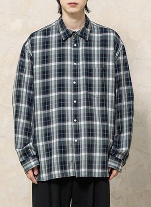 레이온 옴브레 체크 셔츠