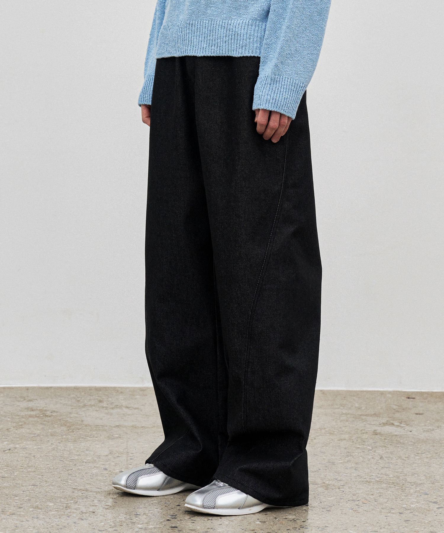 デニム・ジーパン Non-Fade Basic Semi Wide Cotton Denim Pants Black MUSINSA公式 | BASEMOMENT Non-fade curved denim pants black