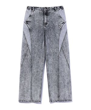 COLOR BLOCK DENIM PANTS LIGHT GREY