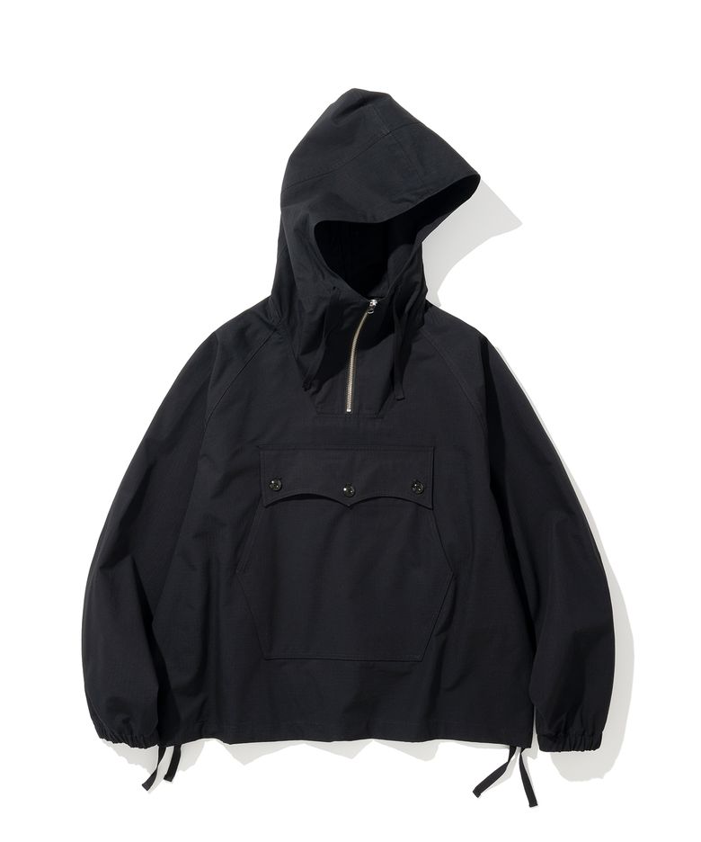 ripstop hood anorak parka black