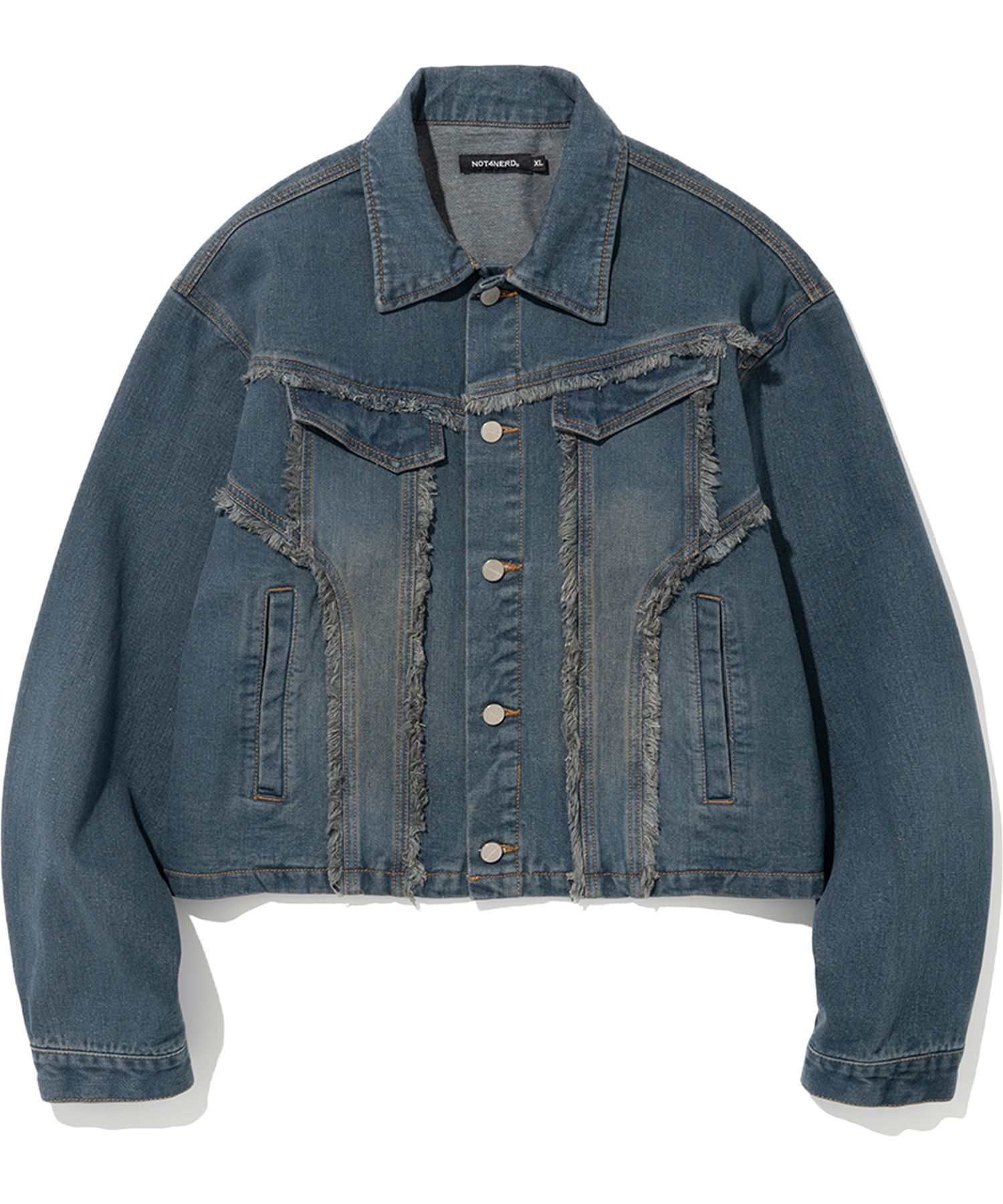 ★NOT4NERD★ Unisex_Cut Off Crop Denim Jacket 2色 MUSINSA | NOT4NERD Cut Off Crop Denim Jacket - Deep Blue