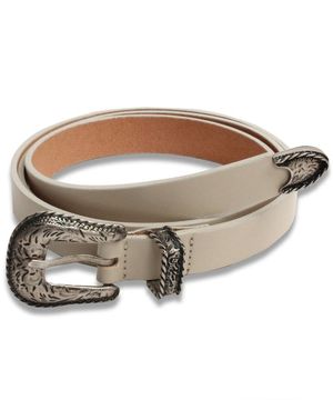 Western Cowhide Belt in Ivory