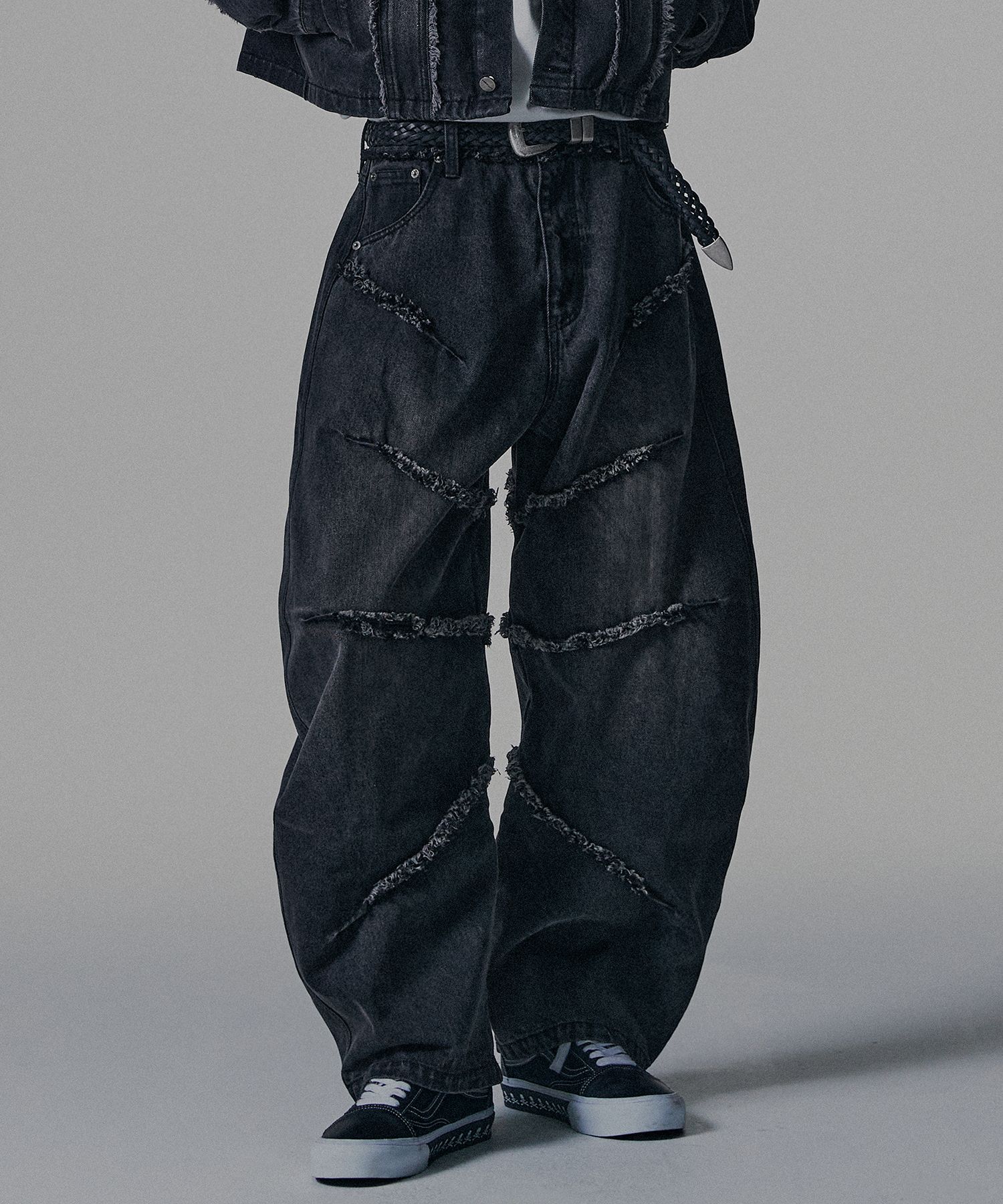 ★NOT4NERD★ Unisex_Cut Off Curved Denim Pants 2色 ☆NOT4NERD☆ Unisex_Cut Off Curved Denim Pants 2色