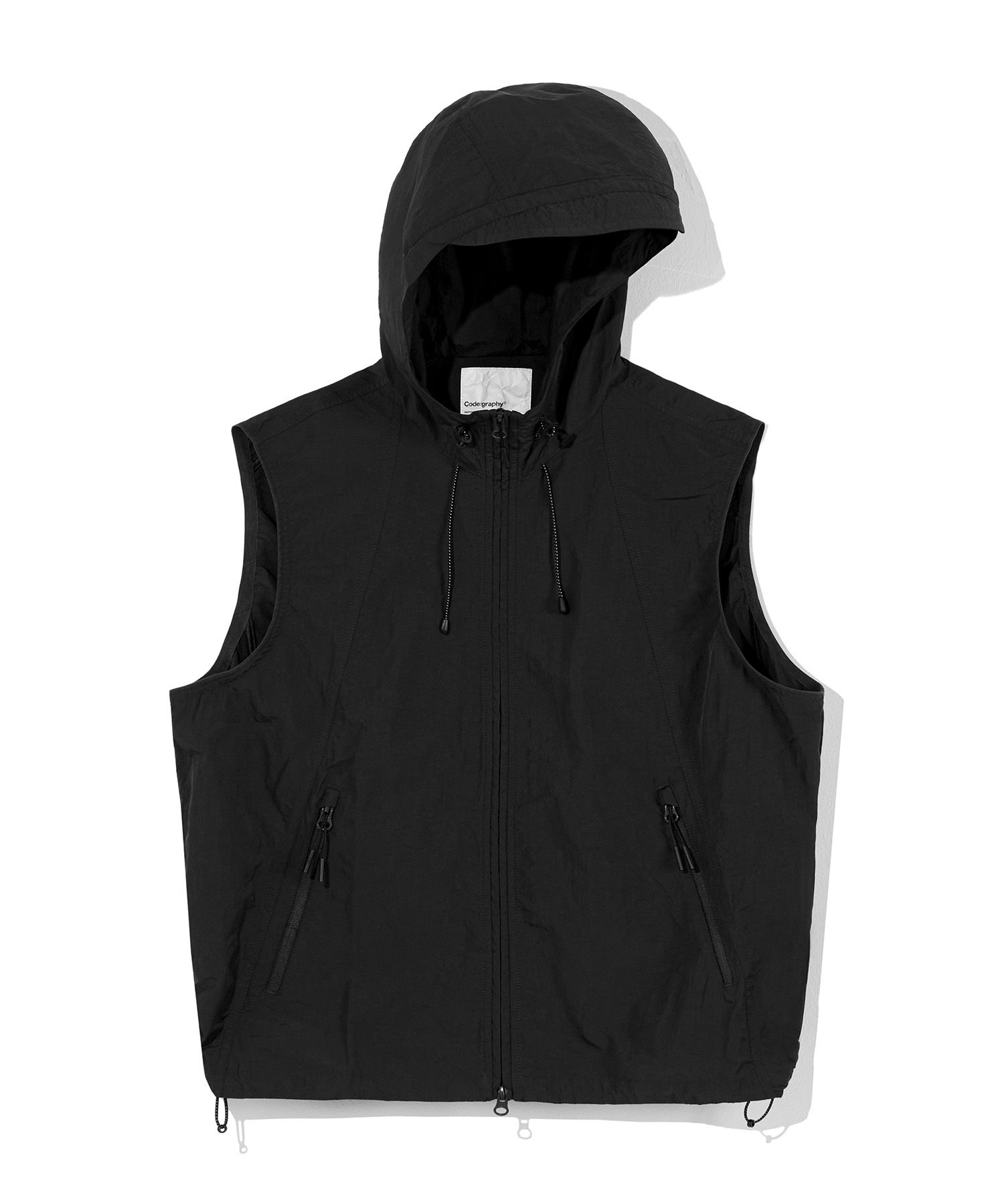 MUSINSA | Codegraphy Utility nylon hooded vest_black