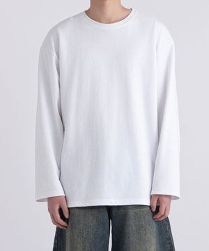 레이어드 크루넥 롱슬리브 무지 티셔츠 화이트