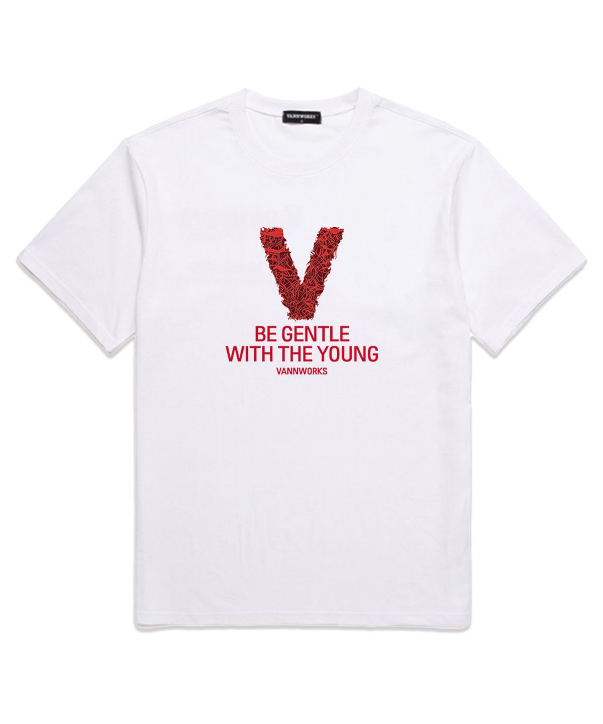 밴웍스(VANNWORKS) TANGLE V LOGO 오버핏 반팔 티셔츠 (VS0081) 화이트