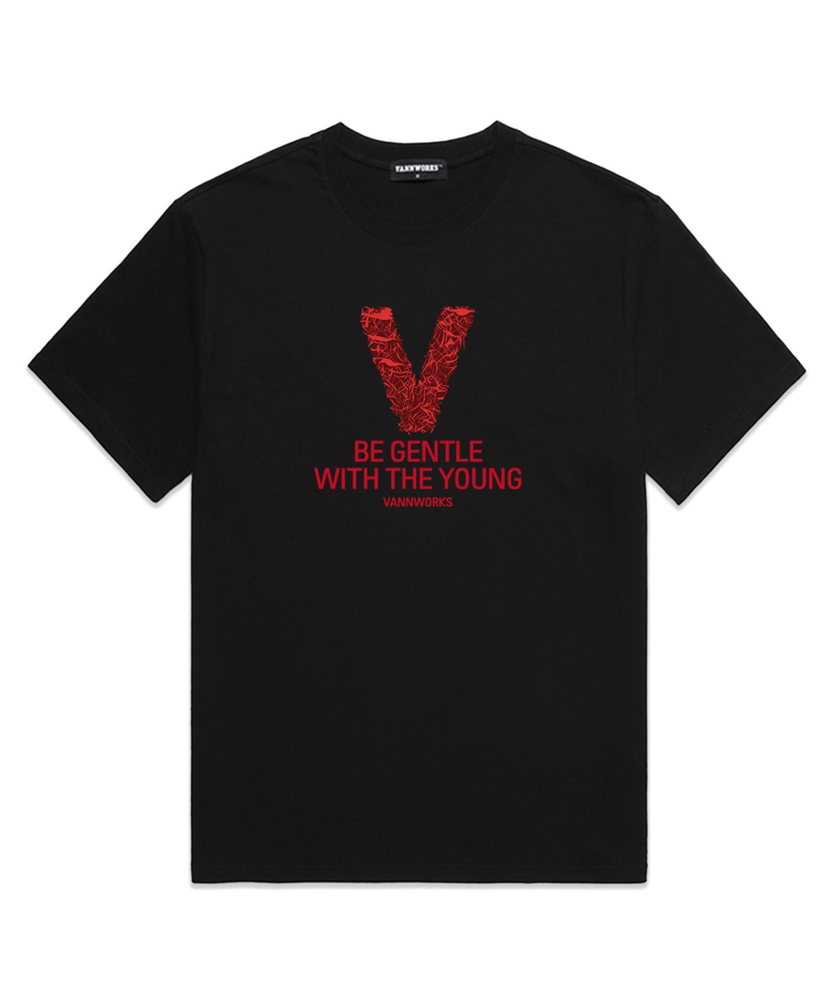 밴웍스(VANNWORKS) TANGLE V LOGO 오버핏 반팔 티셔츠 (VS0081) 블랙