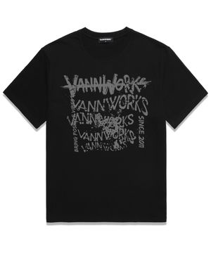 MESS LOGO 오버핏 반팔 티셔츠 (VS0082) 블랙