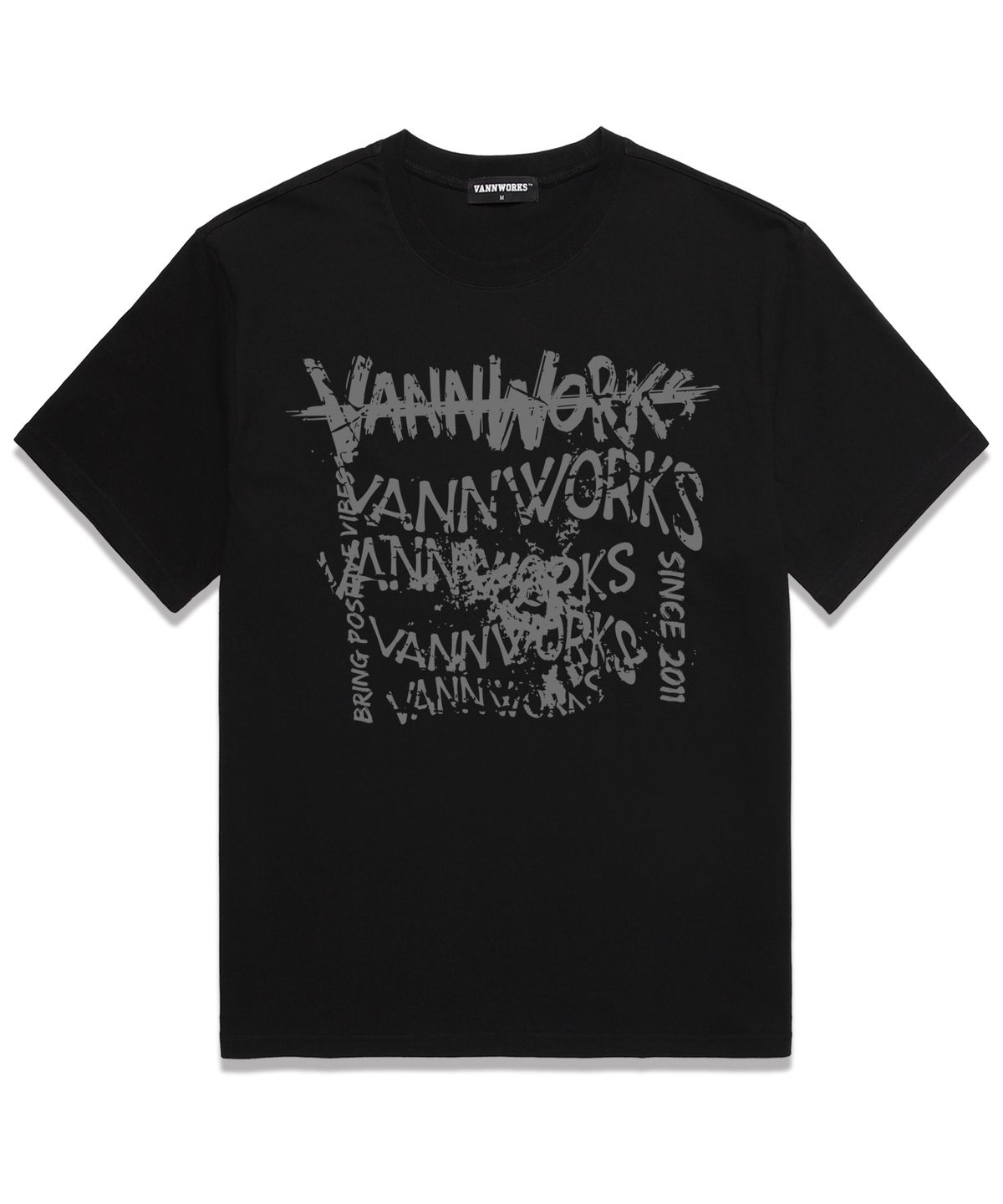 밴웍스(VANNWORKS) MESS LOGO 오버핏 반팔 티셔츠 (VS0082) 블랙