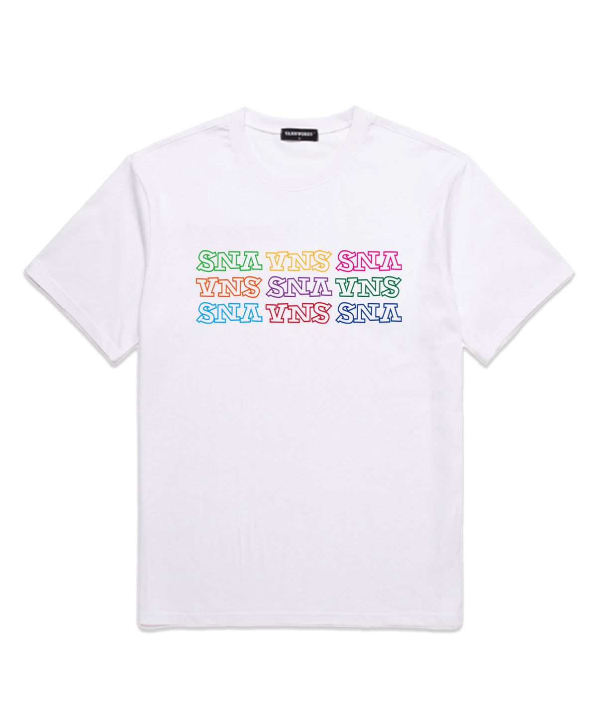 밴웍스(VANNWORKS) VNS RAINBOW LOGO 오버핏 반팔 티셔츠 (VS0089) 화이트