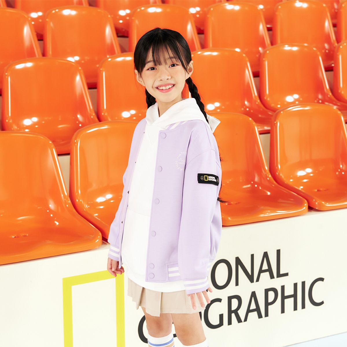 내셔널지오그래픽 키즈(NATIONAL GEOGRAPHIC KIDS) K241UJP920 저지 베이스볼 점퍼 LILAC