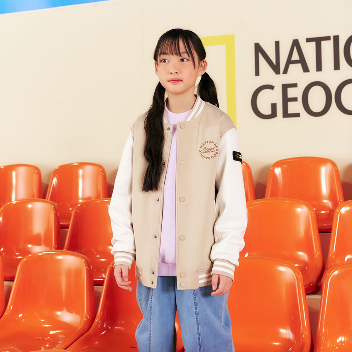 내셔널지오그래픽 키즈(NATIONAL GEOGRAPHIC KIDS) K241UJP920 저지 베이스볼 점퍼 BEIGE
