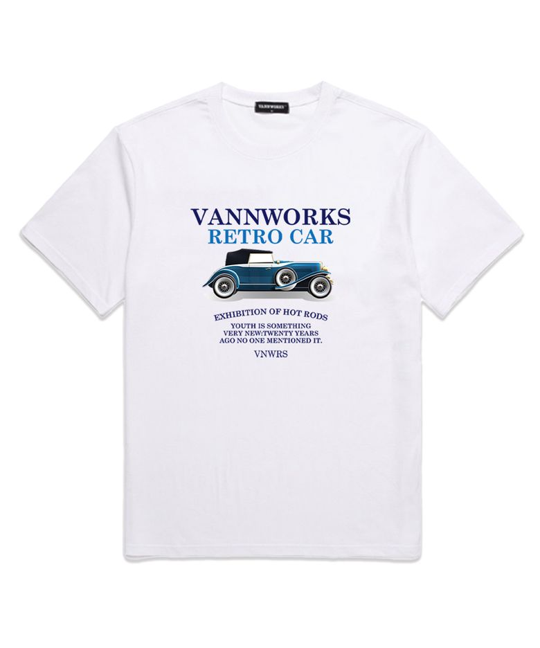 RETRO CAR 오버핏 반팔 티셔츠 (VS0093) 화이트