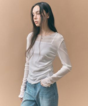 사이드 셔링 메쉬 롱슬리브 아이보리 MDTS061IVORY