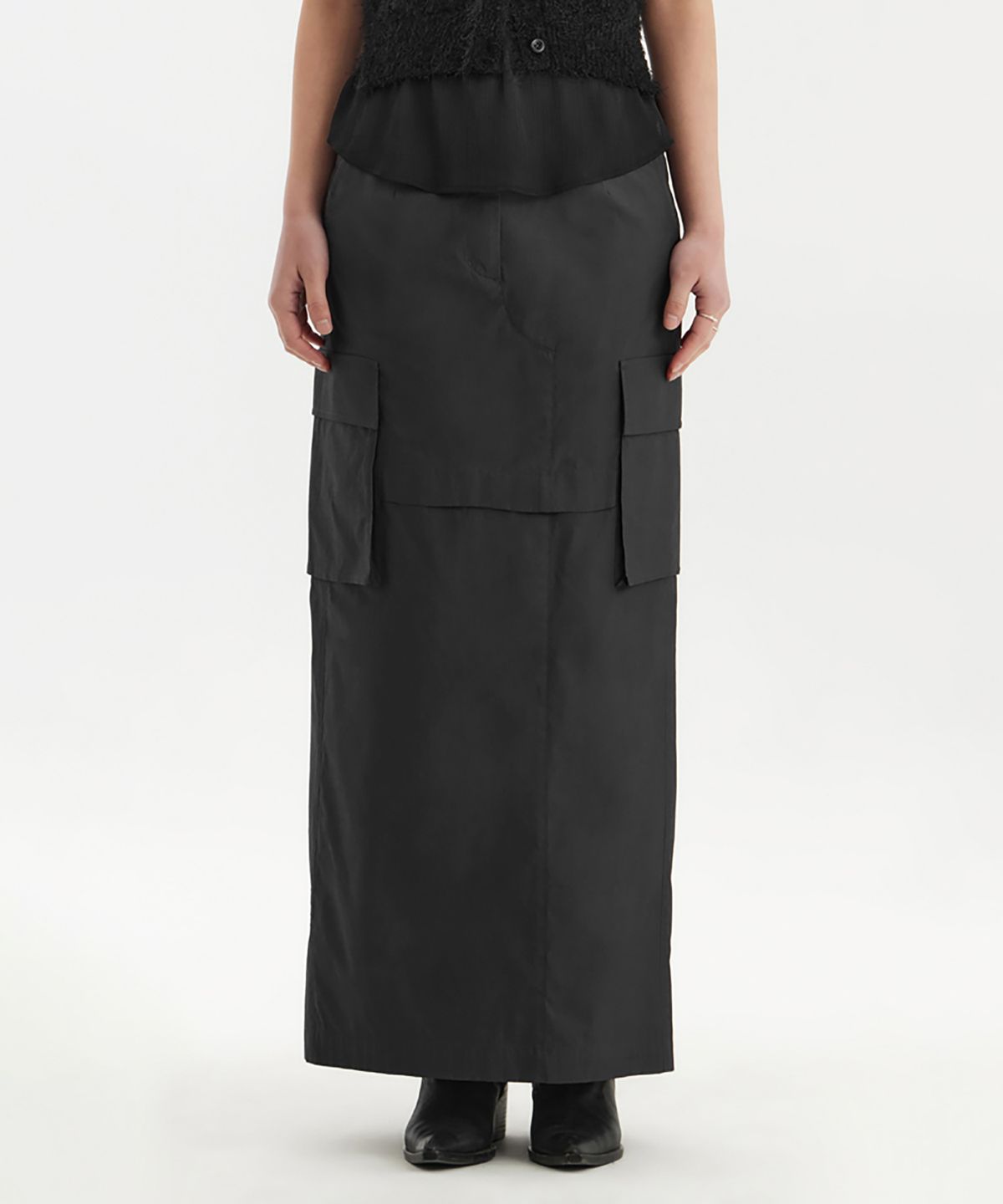 유스(YOUTH) Cargo Maxi Skirt - Charcoal Grey