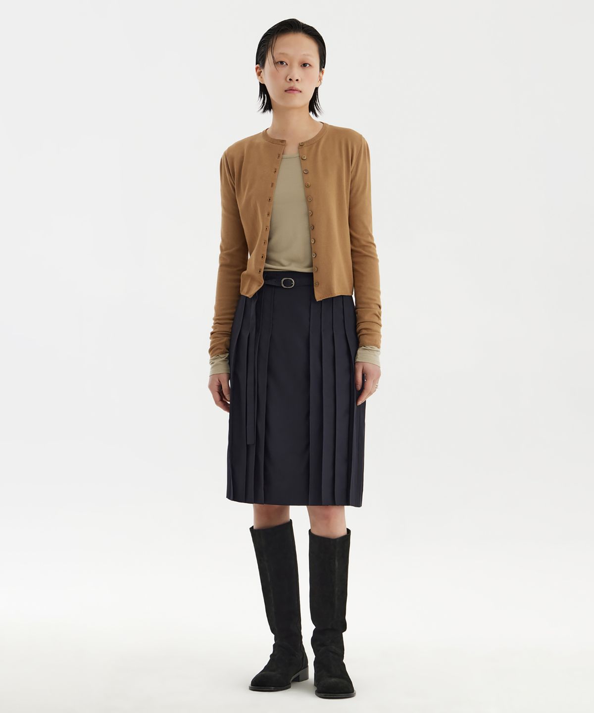 유스(YOUTH) Buttoned Knit Cardigan - Brown