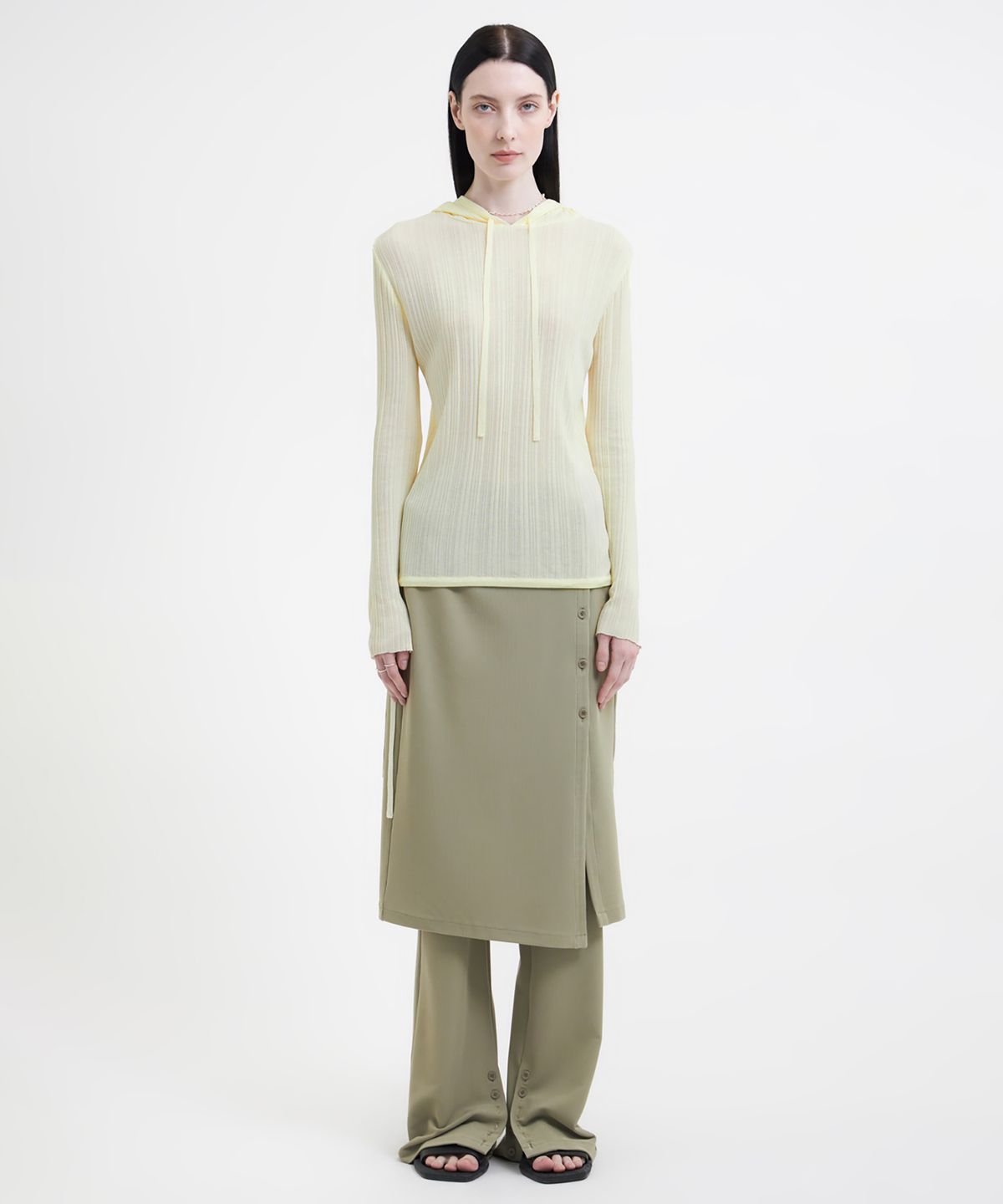 유스(YOUTH) Hooded Knit Top - Lemon