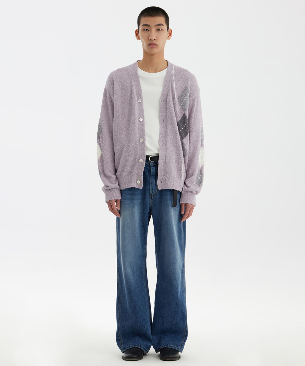 유스(YOUTH) Argyle Hand Stitch Knit - Lavender