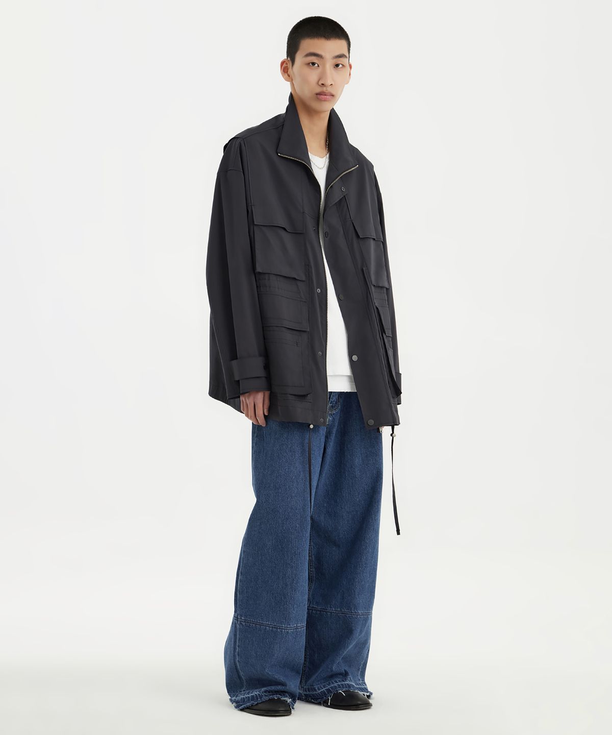 유스(YOUTH) Panel Oversized Field Jacket - Charcoal Grey