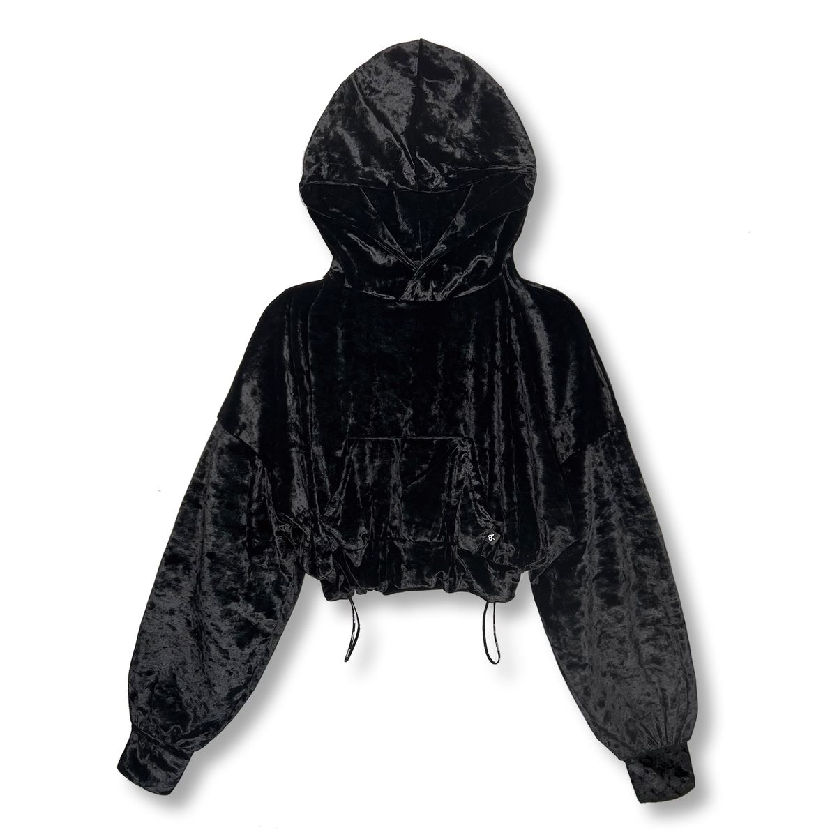 블랙크러쉬(BLACRUSH) Velvet String Crop Hoodie