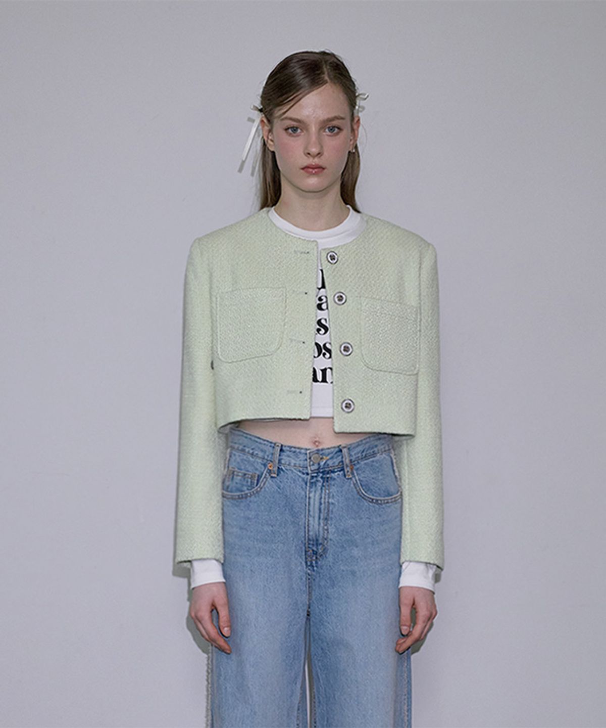 로제프란츠(ROSEFRANTZ) Tweed Crop Jacket [Mint]