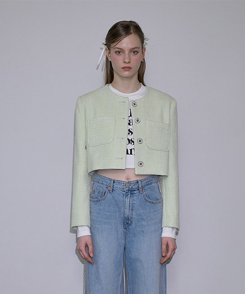 Tweed Crop Jacket [Mint]