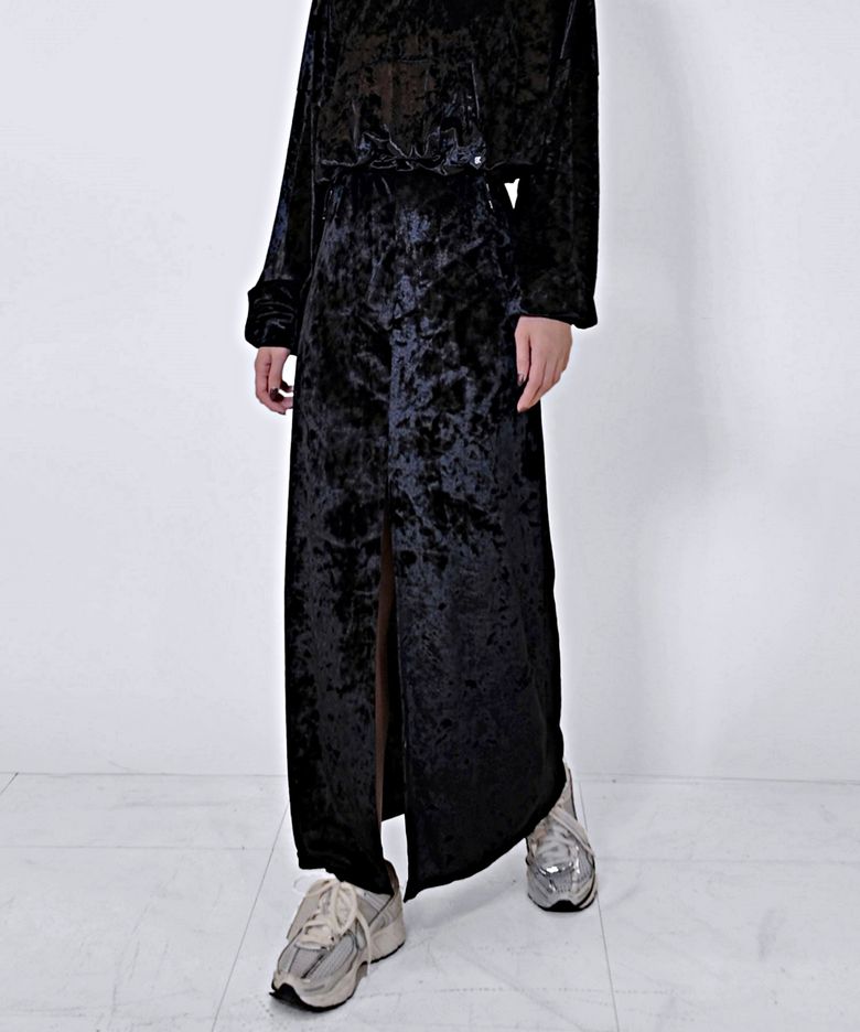 Velvet Slit Long Skirt