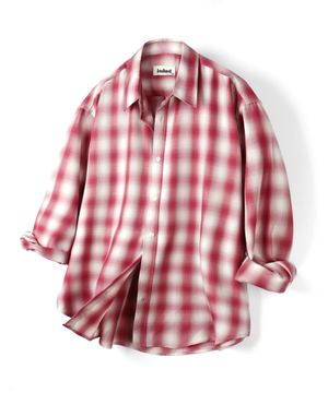 포시즌 옴브레 체크셔츠_레드
