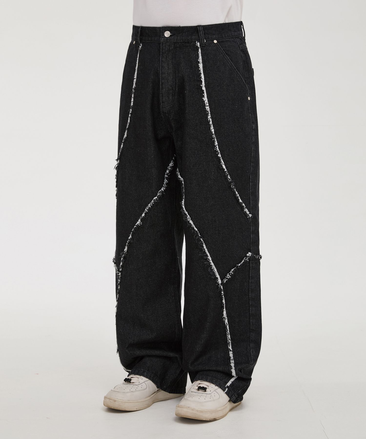★Wai Kei★送料込み★韓国★大人気★Cutting line denim pants MUSINSA公式 | WAI KEI Cutting line denim pants black
