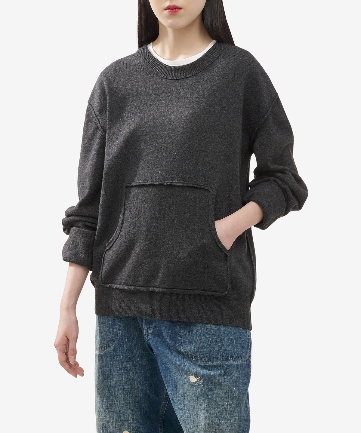 메종 마르지엘라(MAISON MARGIELA) 포켓 디테일 니트 - 차콜 / S51HL0011S18395860M