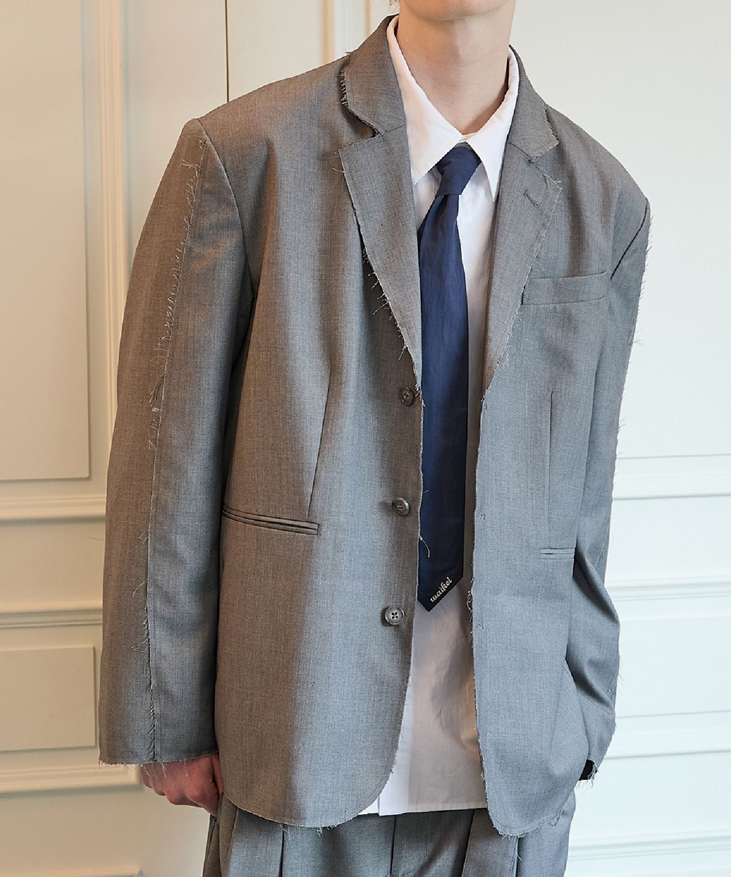 さらに100円引き◆WAI KEI◆Cut-out overfit blazer MUSINSA公式 | WAI KEI Cutout overfit blazer gray