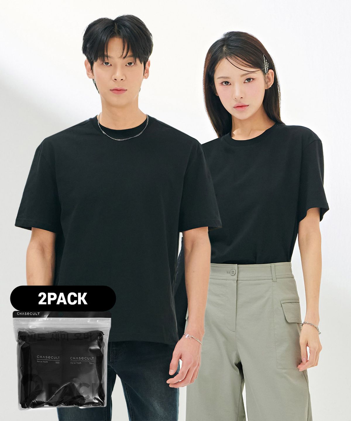 체이스컬트(CHASECULT) 2PACK 세미오버 반팔 티셔츠-DDZU8289A13