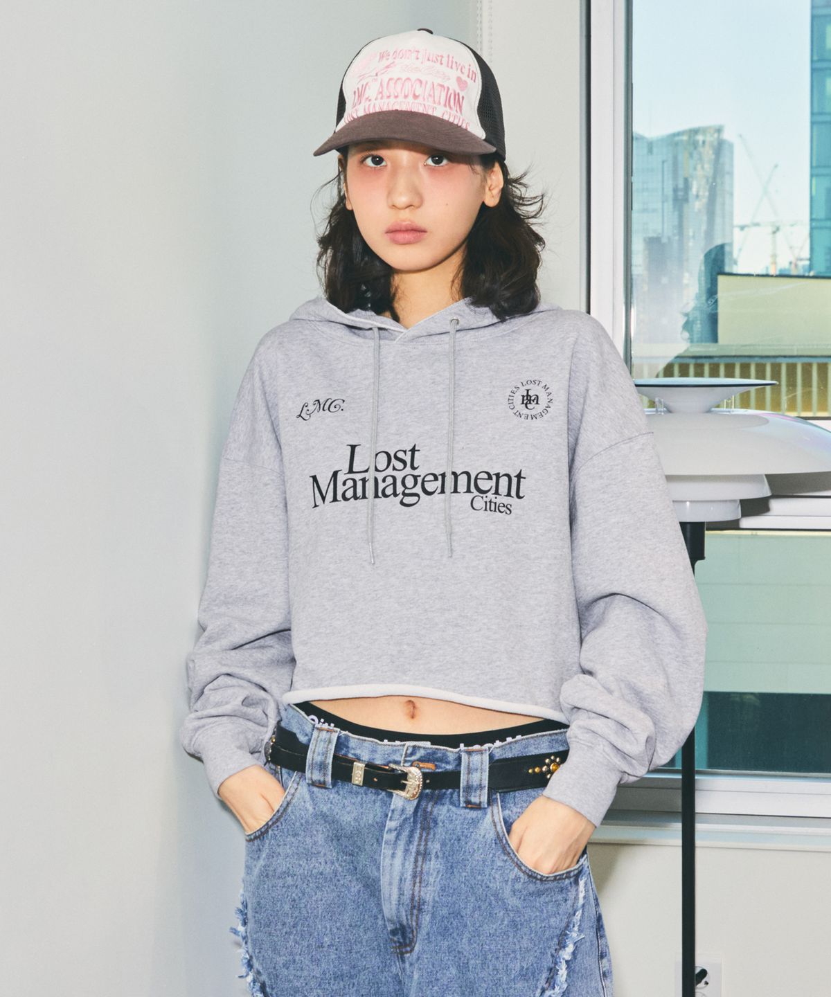엘엠씨(LMC) WM RAW EDGE CROPPED HOODIE heather gray