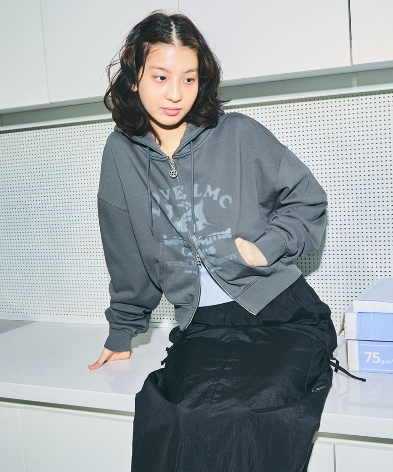 WM LOVE ANGEL ZIP-UP HOODIE charcoal