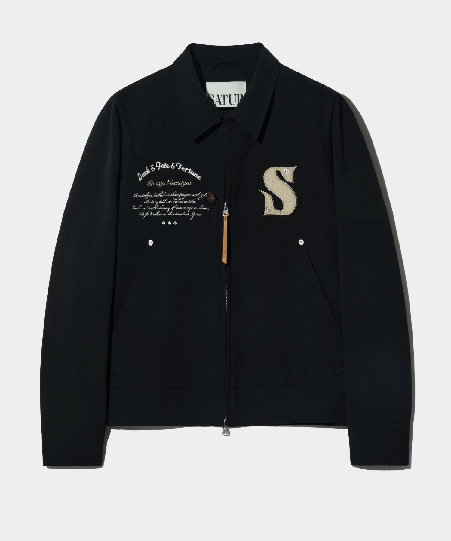 アウターその他 SATUR Applique Artwork Logo Collar Jacket Resort Black SA241 MUSINSA | SATUR Applique Artwork Logo Collar Jacket Resort Black