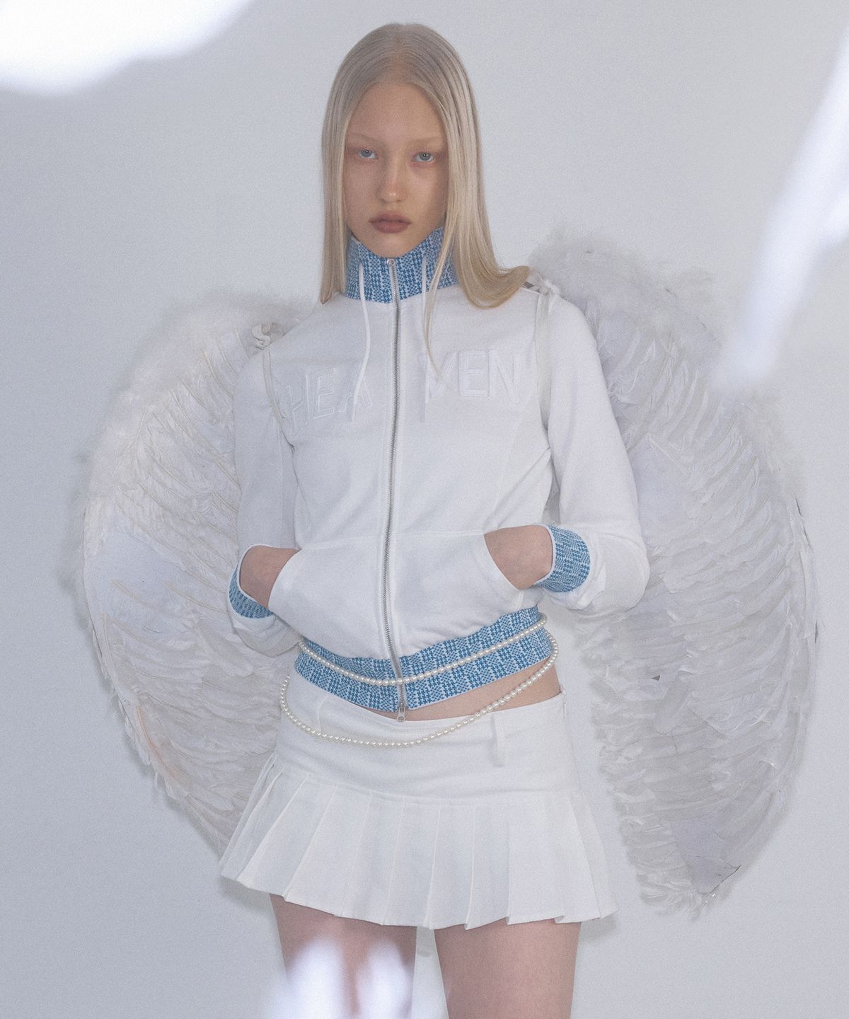 스컬프터(SCULPTOR) Heavenly Gingham Track Jacket White