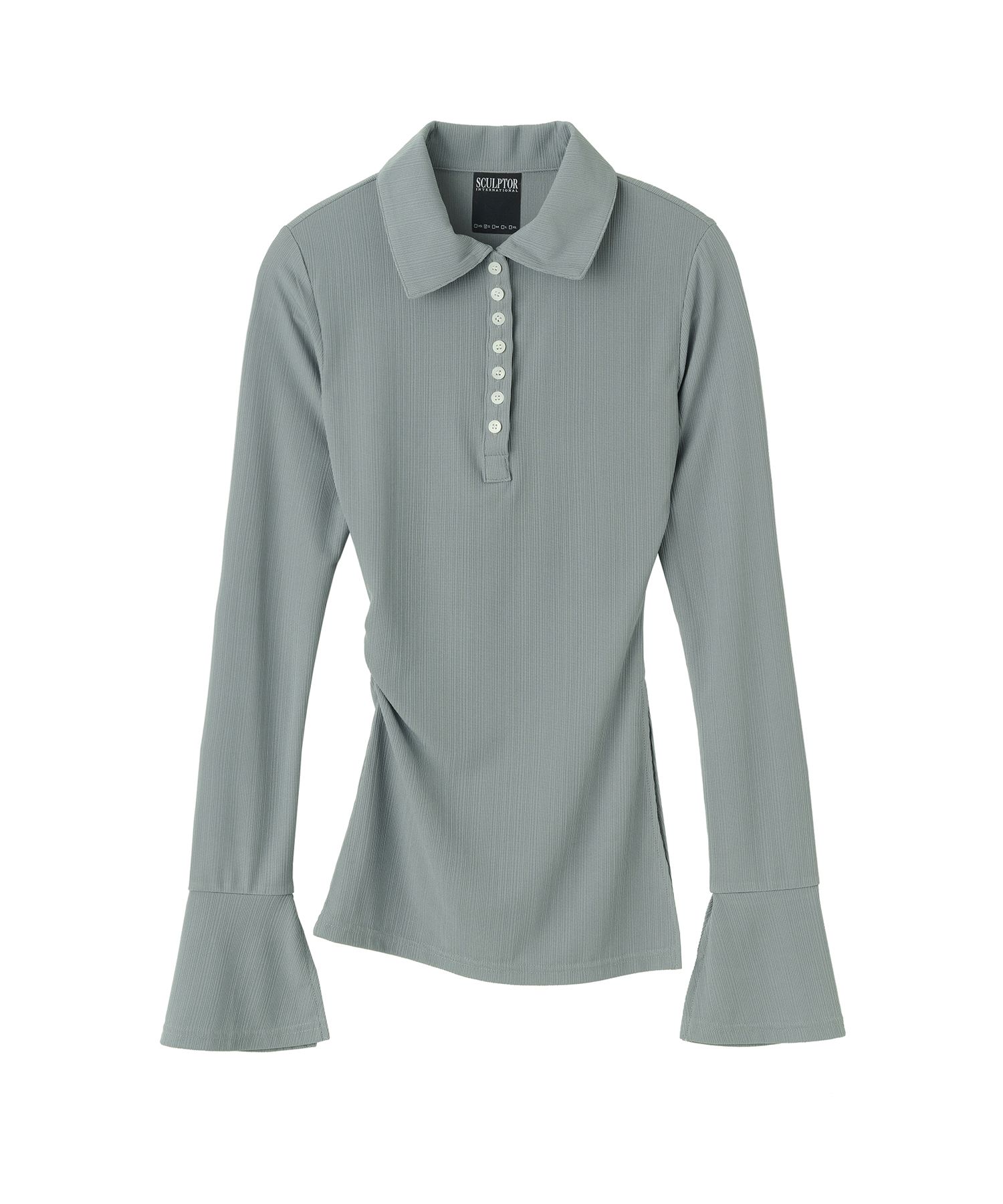 ★SCULPTOR★ Button Down Bell Sleeve Tee Blue Gray SC24S216B MUSINSA | SCULPTOR Button Down Bell Sleeve Tee Blue Gray