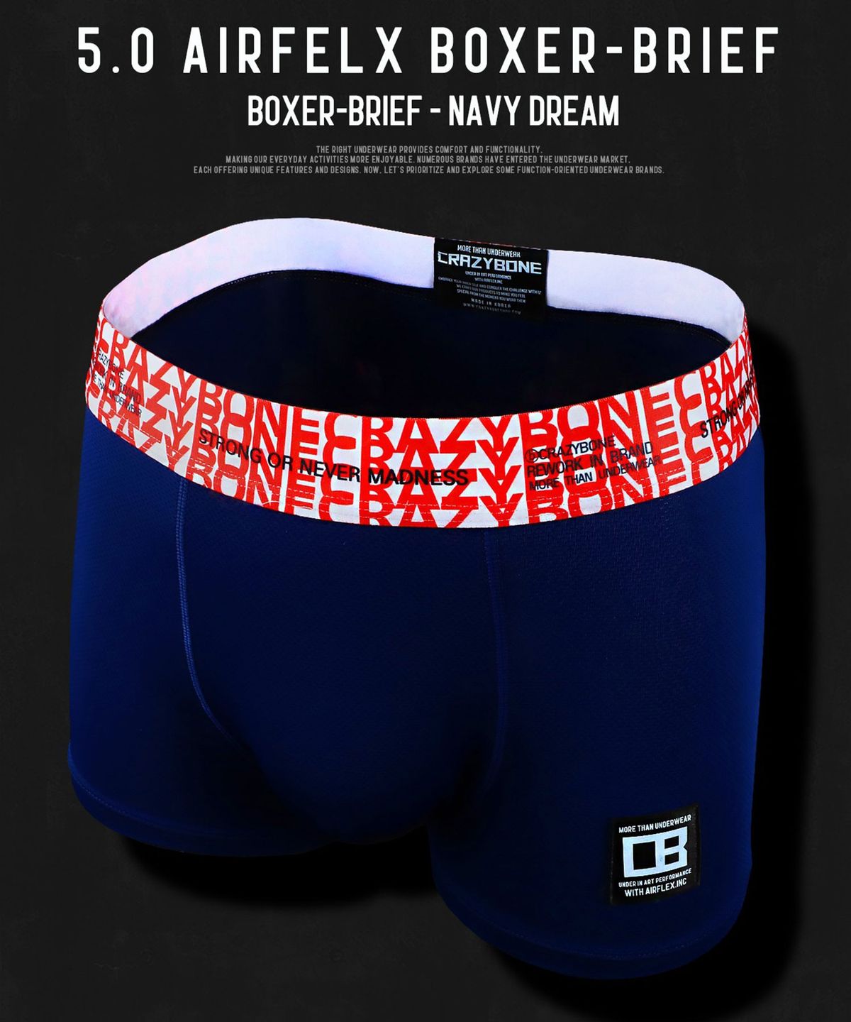 크레이지본(CRAZYBONE) 5.0 AIRFLEX BOXER-BRIEF - NAVY DREAM [NAVY]