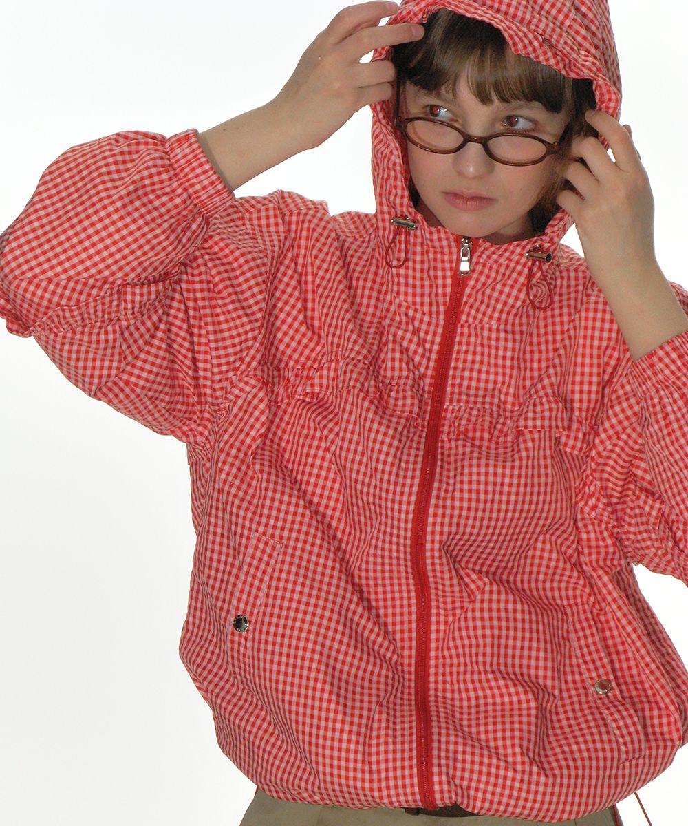 ★CRANK★CHECK FRILL WINDBREAKER_RED★正規品/韓国直送料込 MUSINSA | CRANK Check frill windbreaker_red